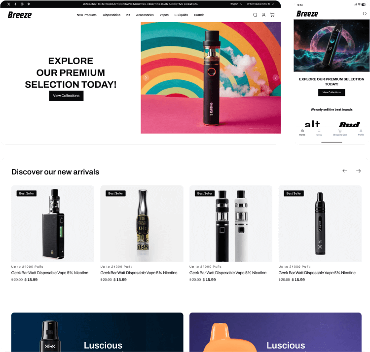 Breeze Vape Commerce Preview