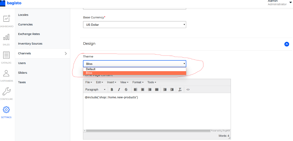 bagisto custom theme