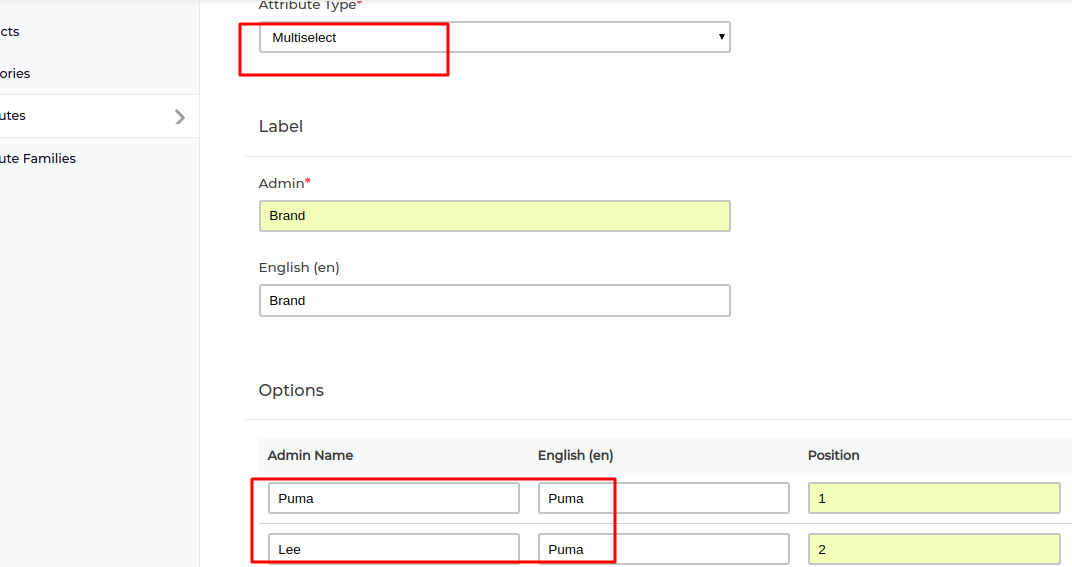 multiselect attribute in bagsito