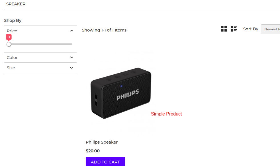 simple product front end