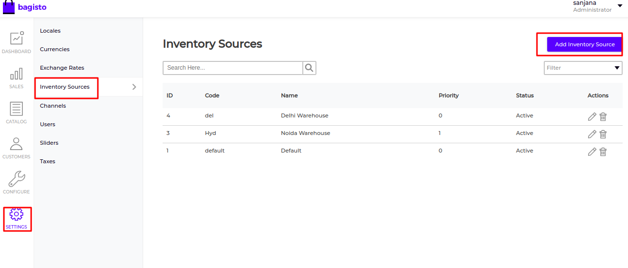 inventory manage in bagsito