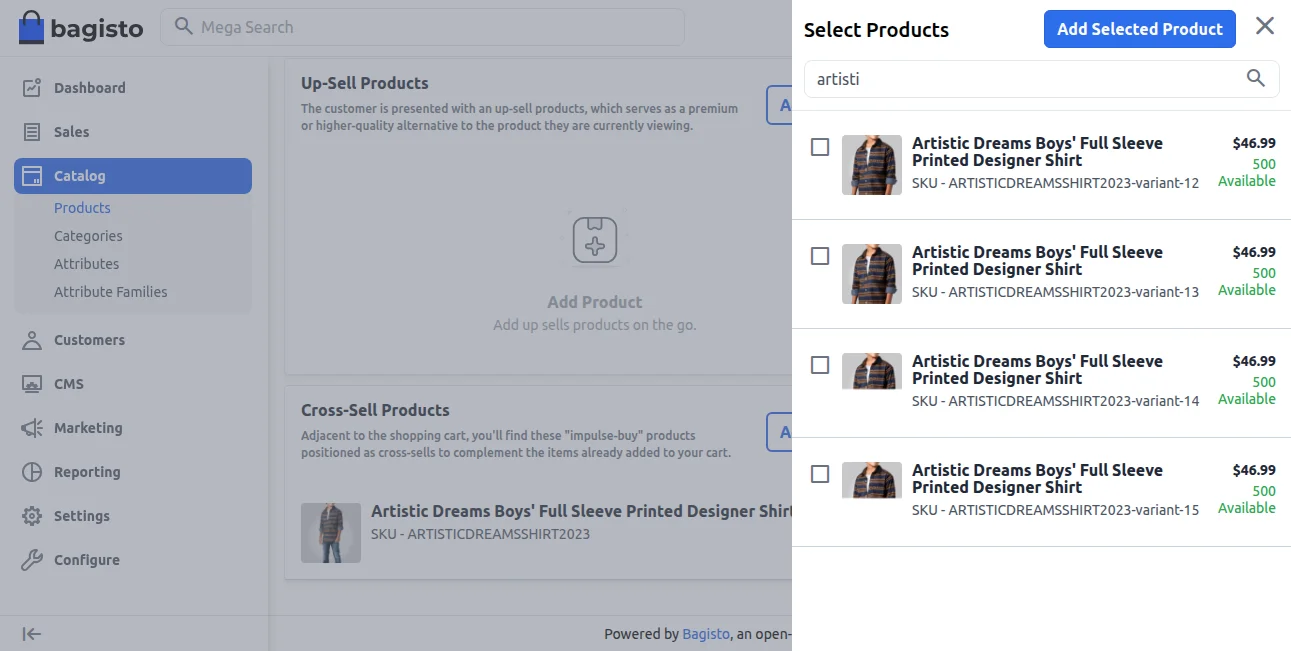 add selected product
