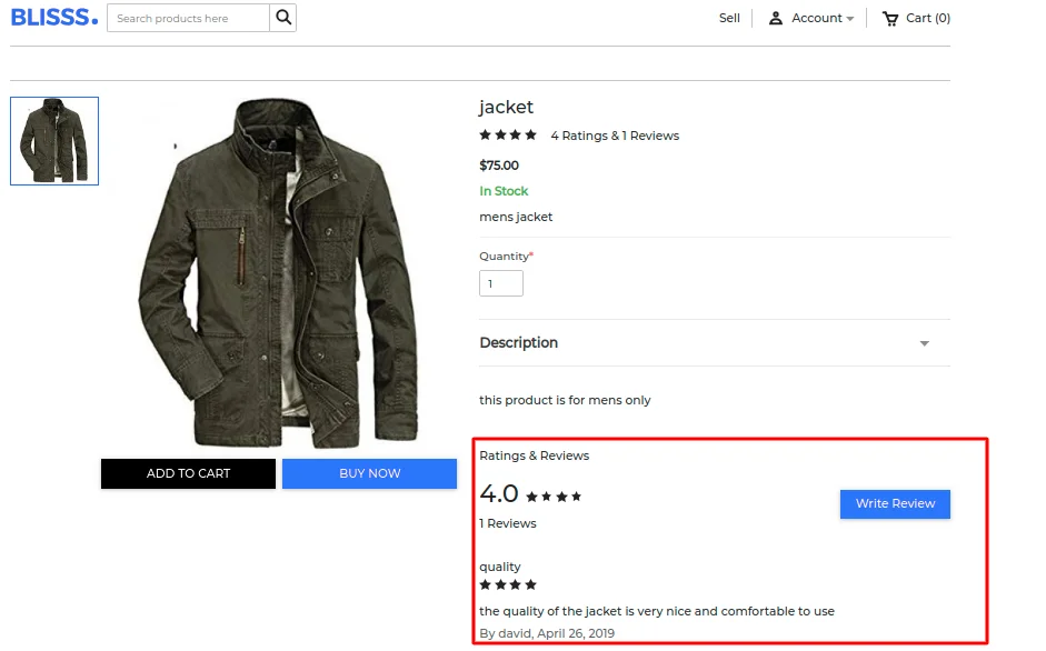 rating and reviews