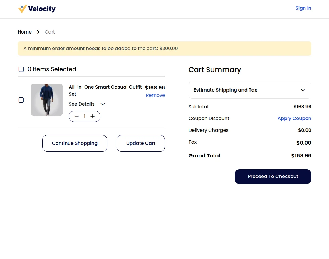 bagisto minimum quantity product
