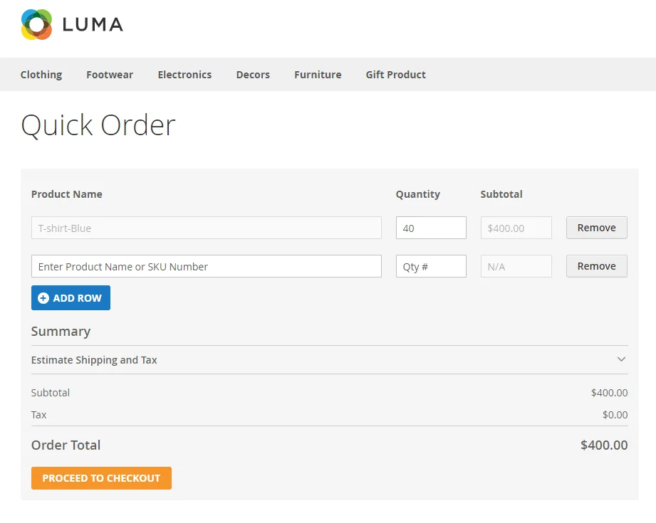 magento 2 quick order
