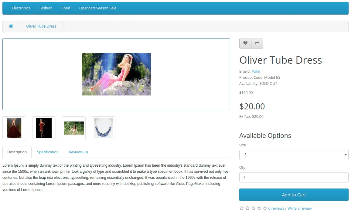 webkul opencart season sale front end product page