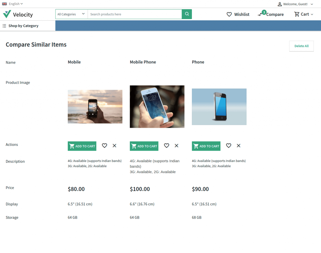 Compare Products Feature in bagisto