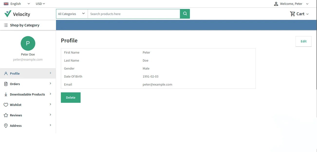 customer dashboard