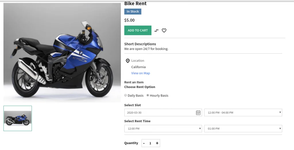 rental product in bagisto
