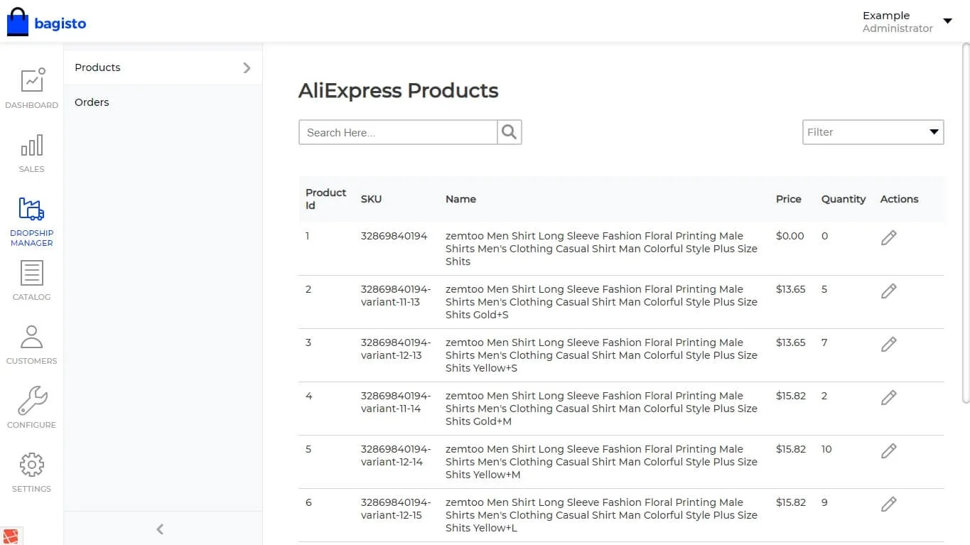 webkul-bagisto-laravel-aliexpress-dropship-products-list