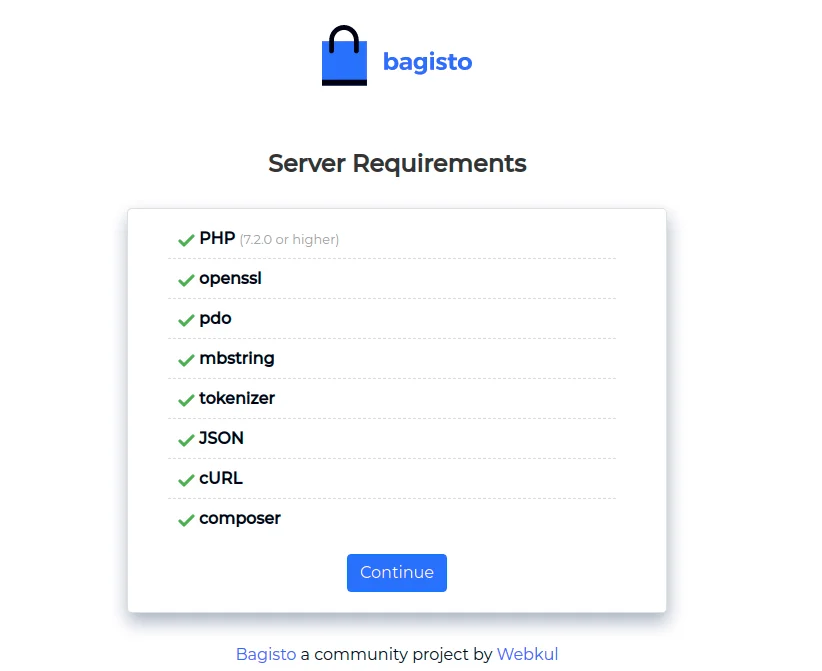 bagisto service requirement