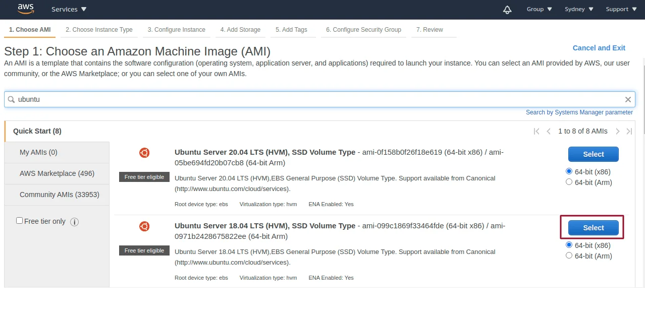 choose amazon machine image 