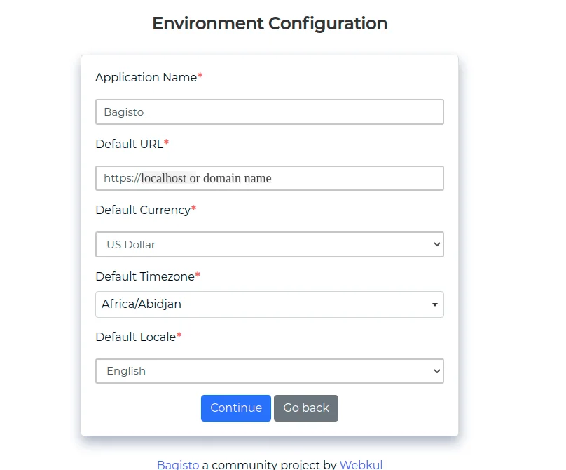 environment configuration
