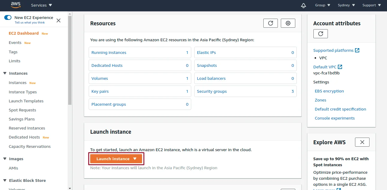 launch instance