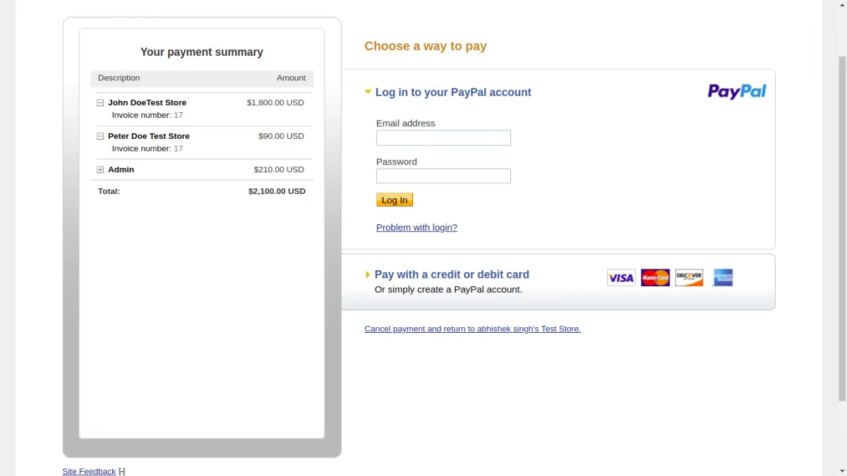parallel payment paypal adaptive