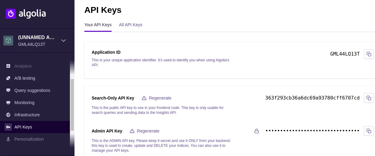 Bagisto-algolia-api-key