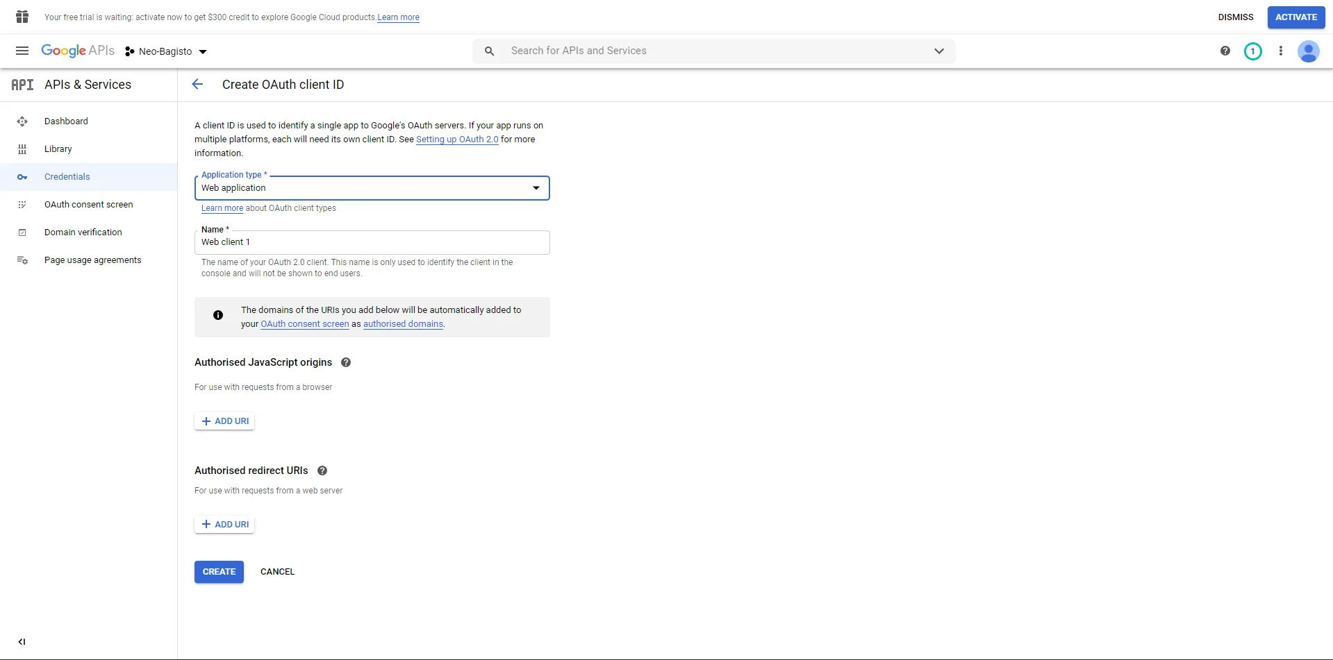 create configure
