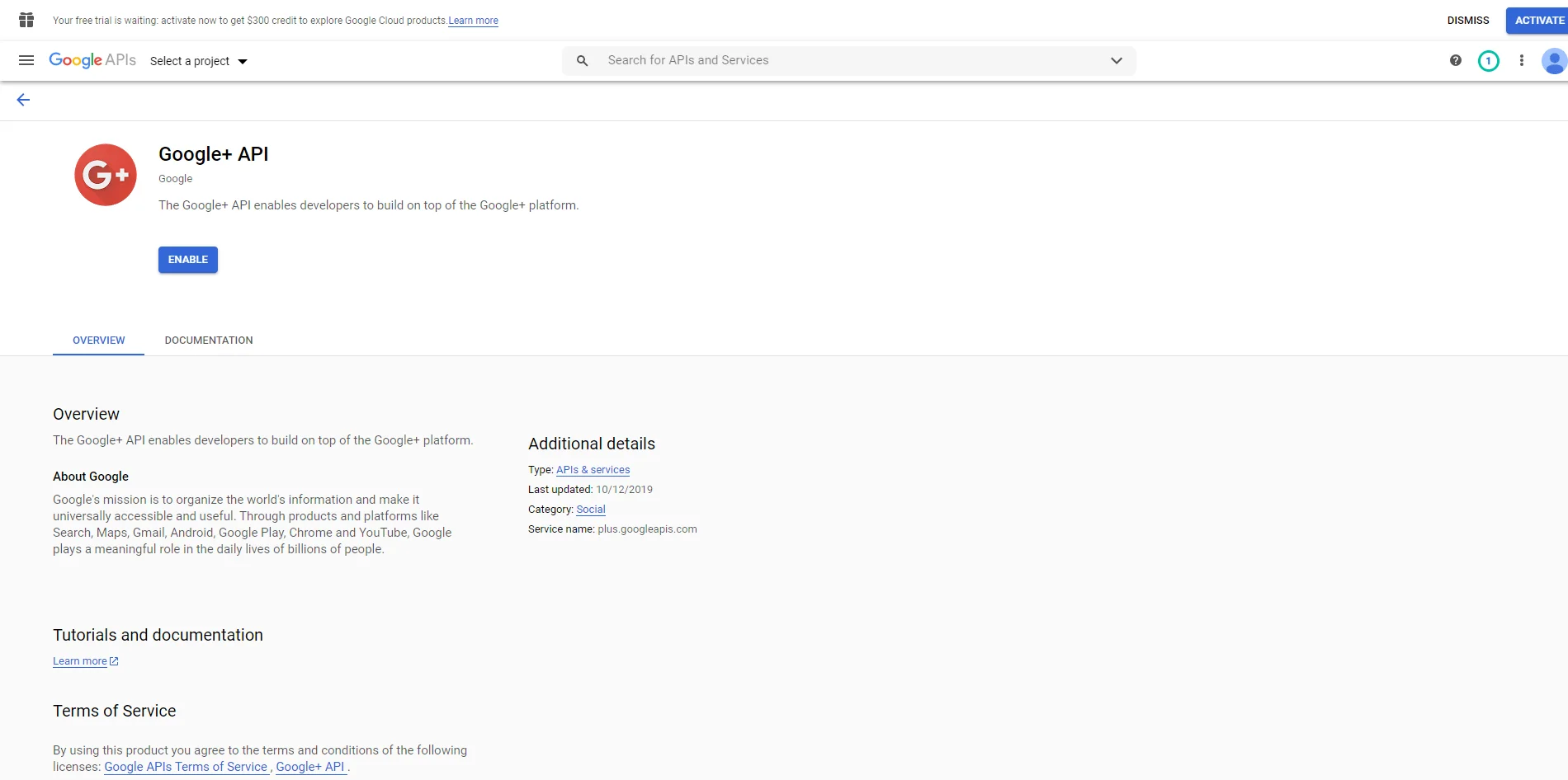 enable google api