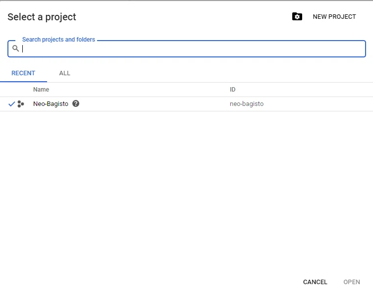 new project google api