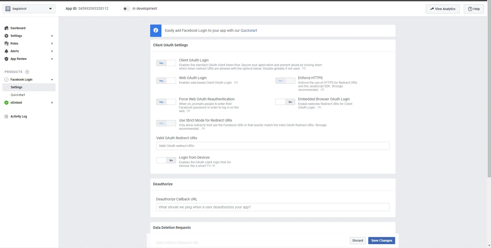 valid auth facebook