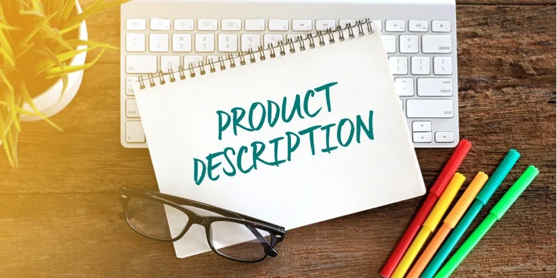 top view notebook with keyboard concept writing product description