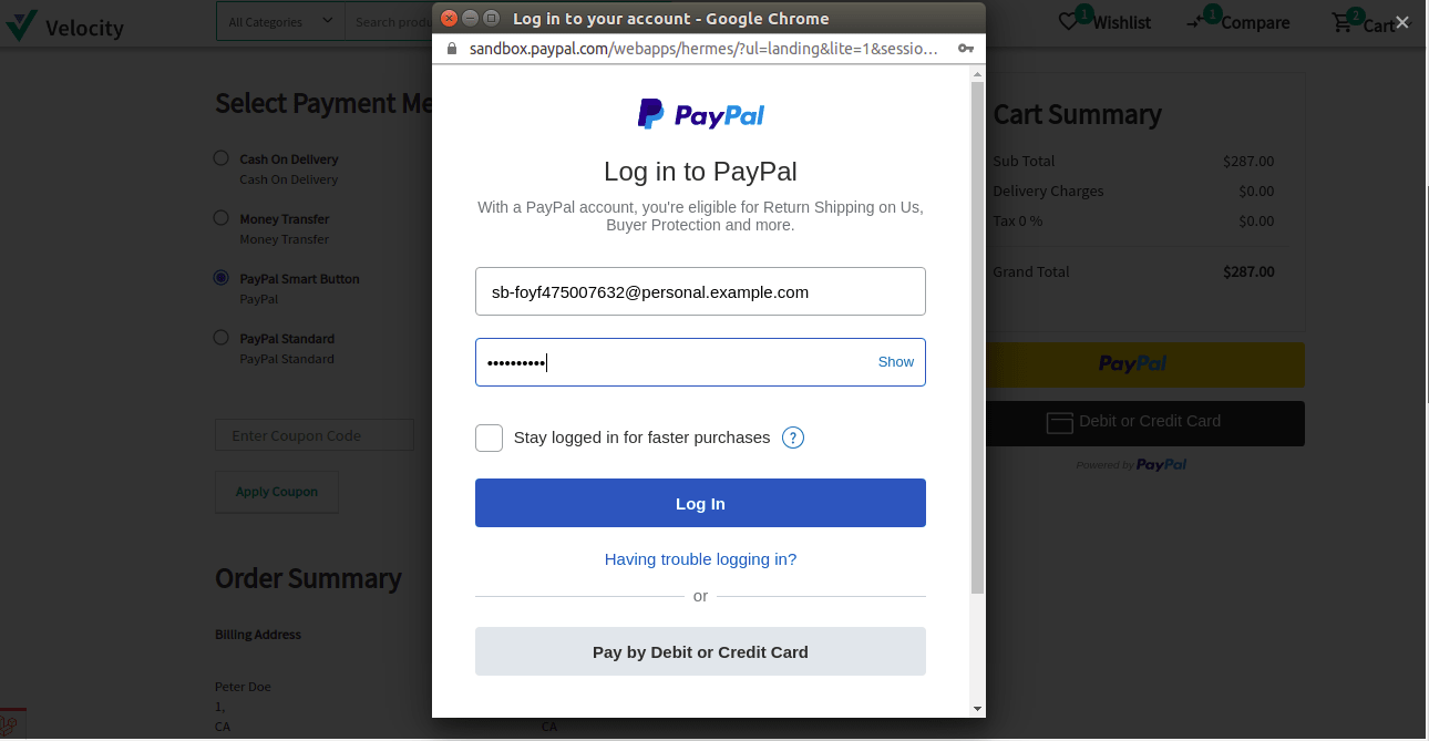 laravel-eCommerce-PayPal-smart-payment-button-login