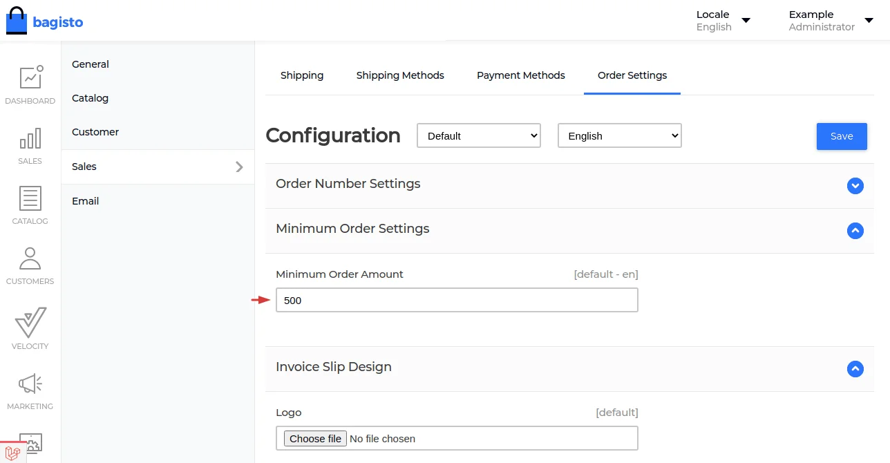 laravel ecommerce minimum order amount