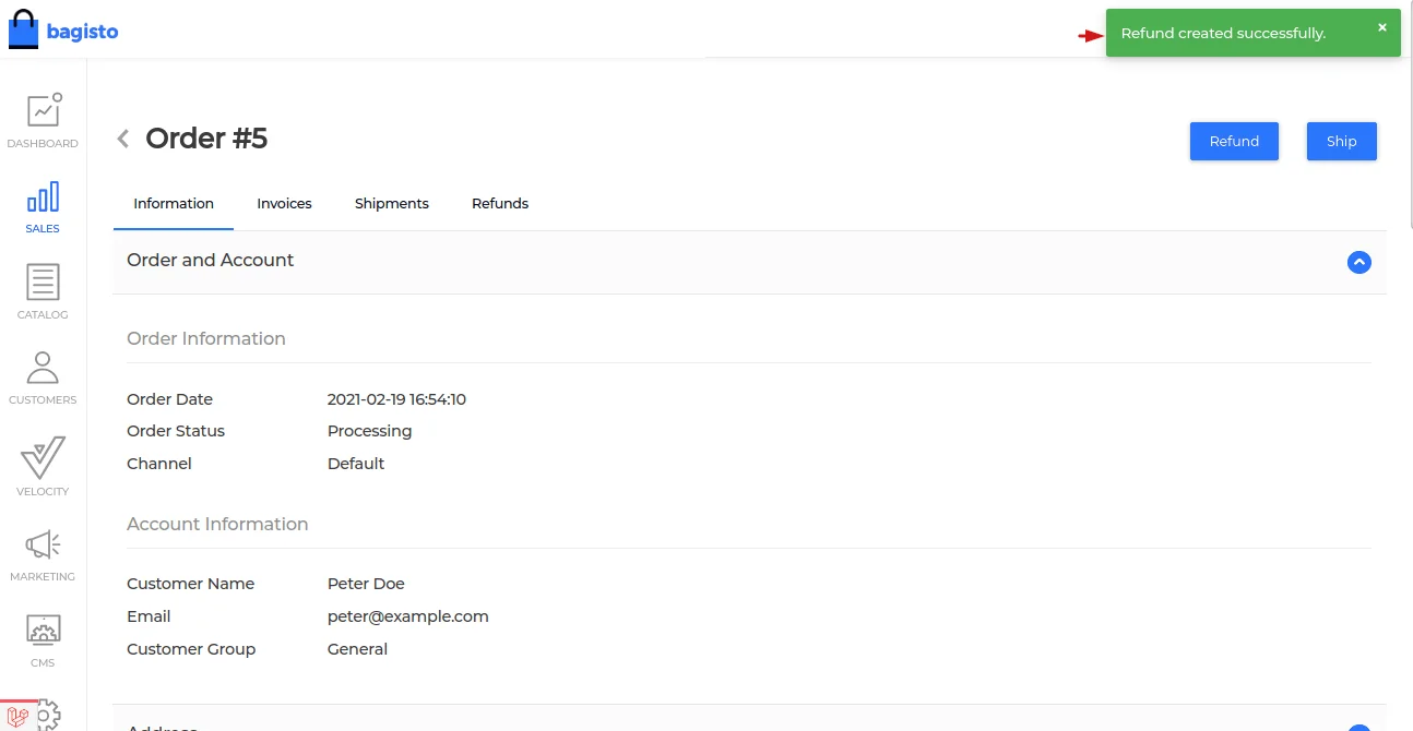 laravel-ecommerce-refund-created-successfully