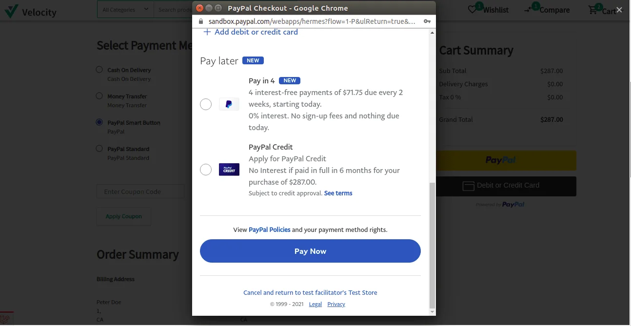 paypal checkout
