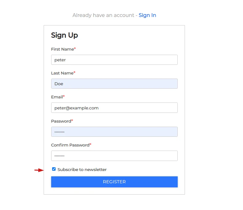 sign up