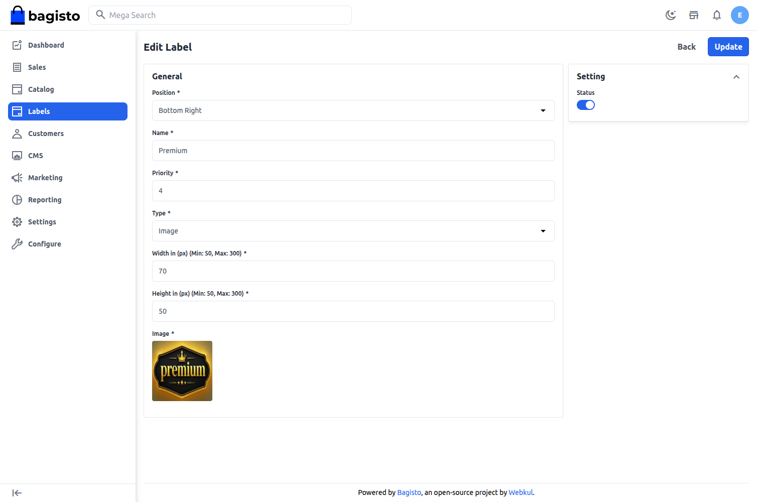 Laravel eCommerce Product Label System Slider Image 3