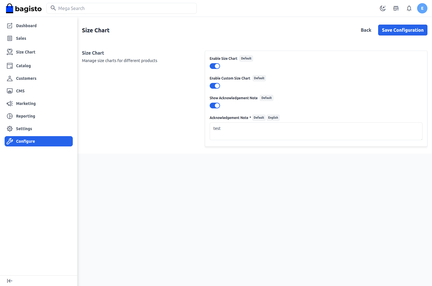 Laravel eCommerce Size Chart Module Slider Image 1