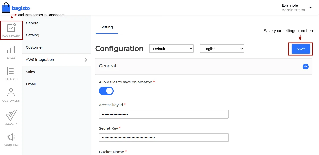bagisto-dashboard-configuration