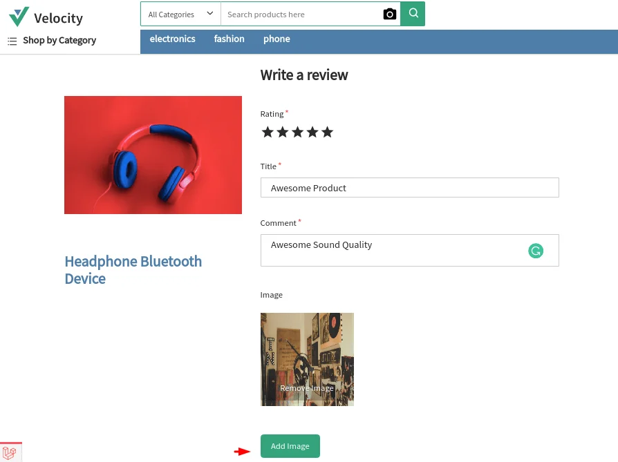 bagisto-laravel-eCommerce-add-image-to-product-review