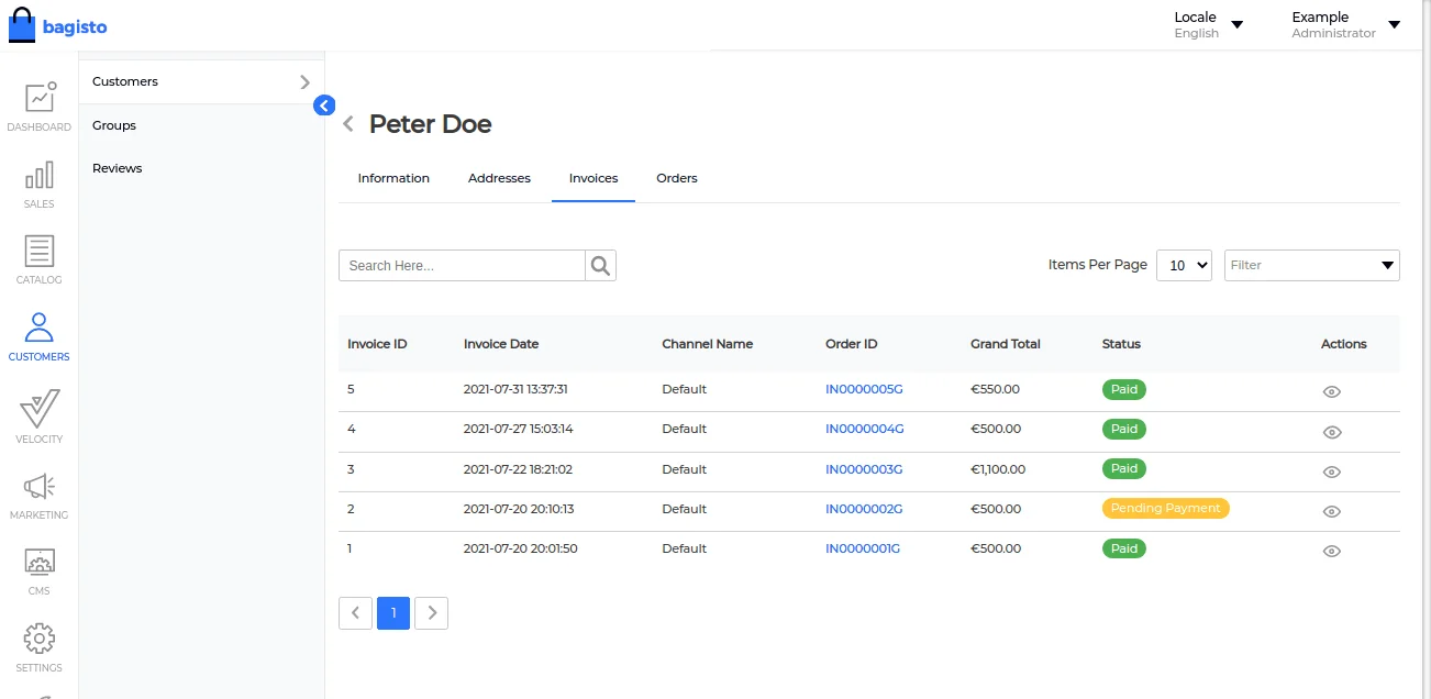 bagisto-laravel-eCommerce-individual-customer-invoice