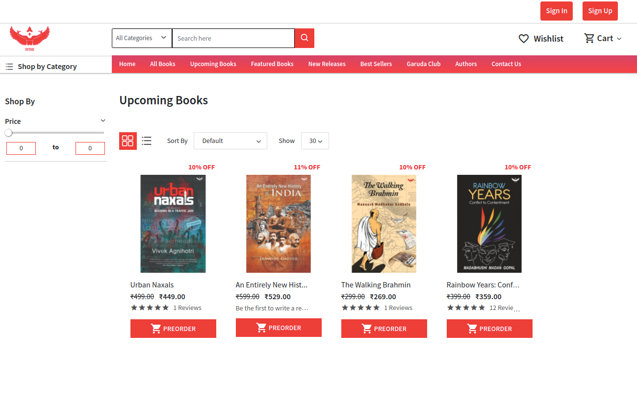 Garuda Create Online Bookstore