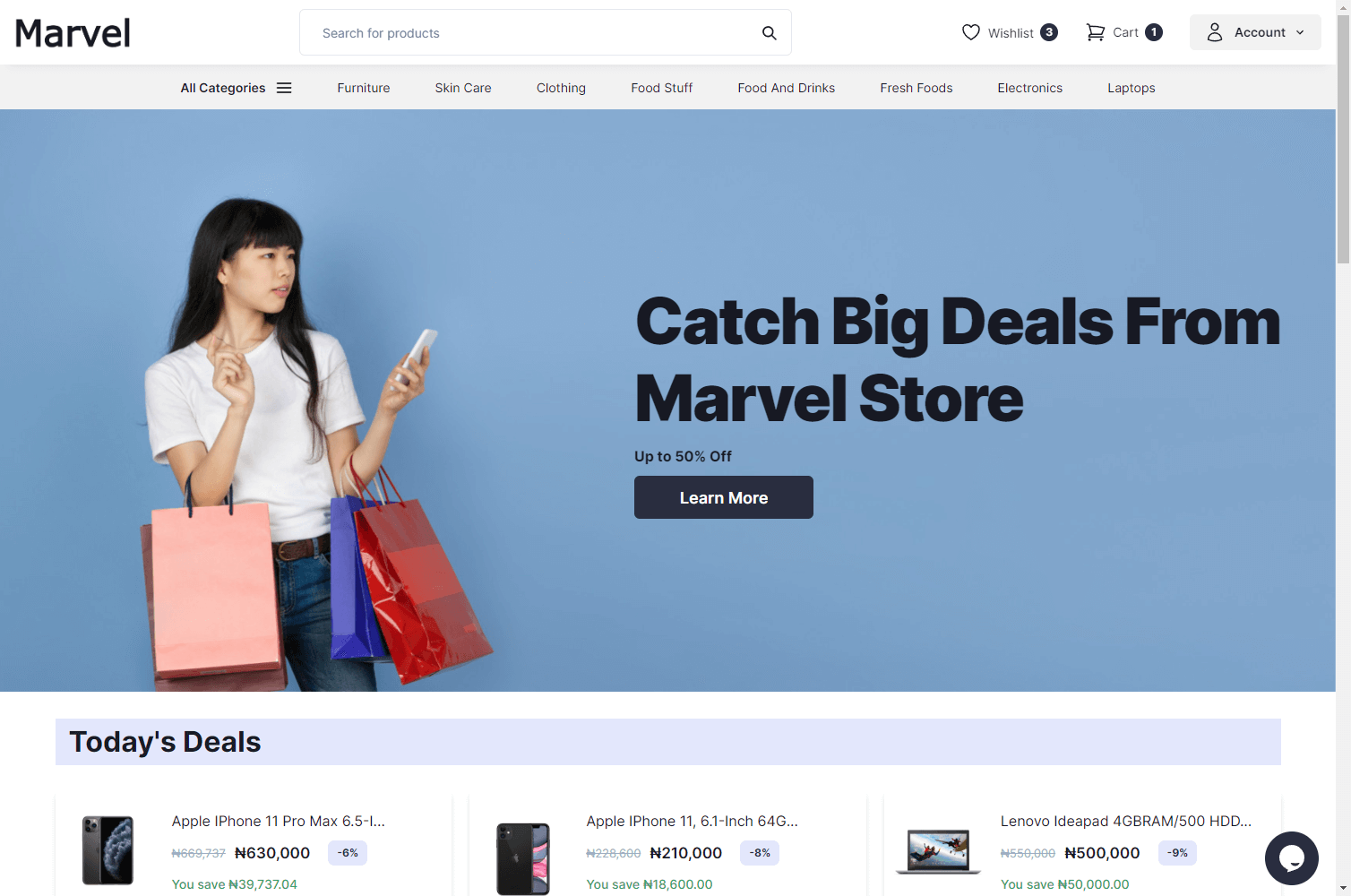 Marvel – Headless e-commerce theme with Bagisto and Next.js Slider Image 0