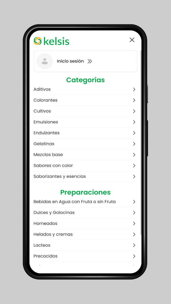mobile view categories