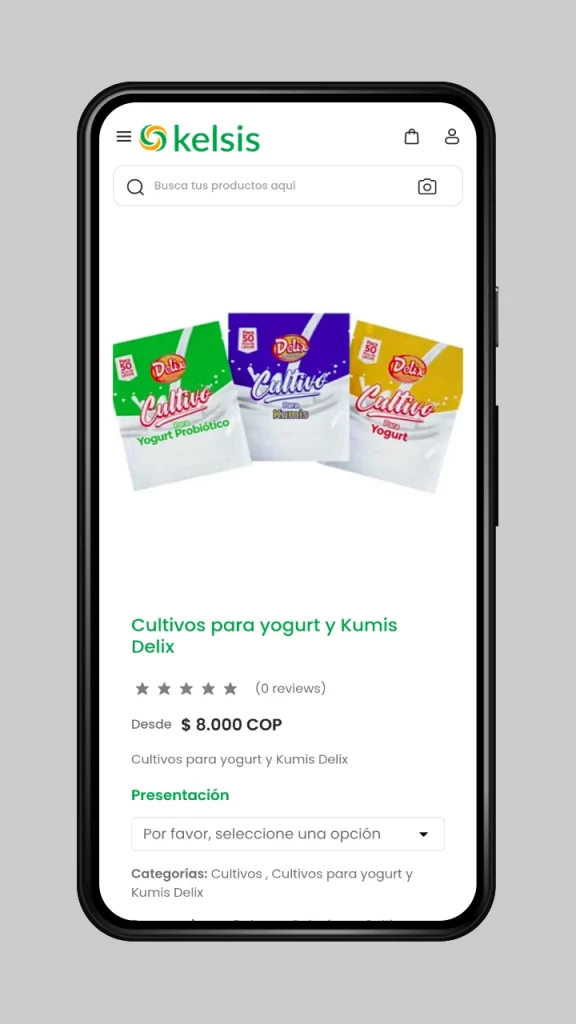 mobile view product page 