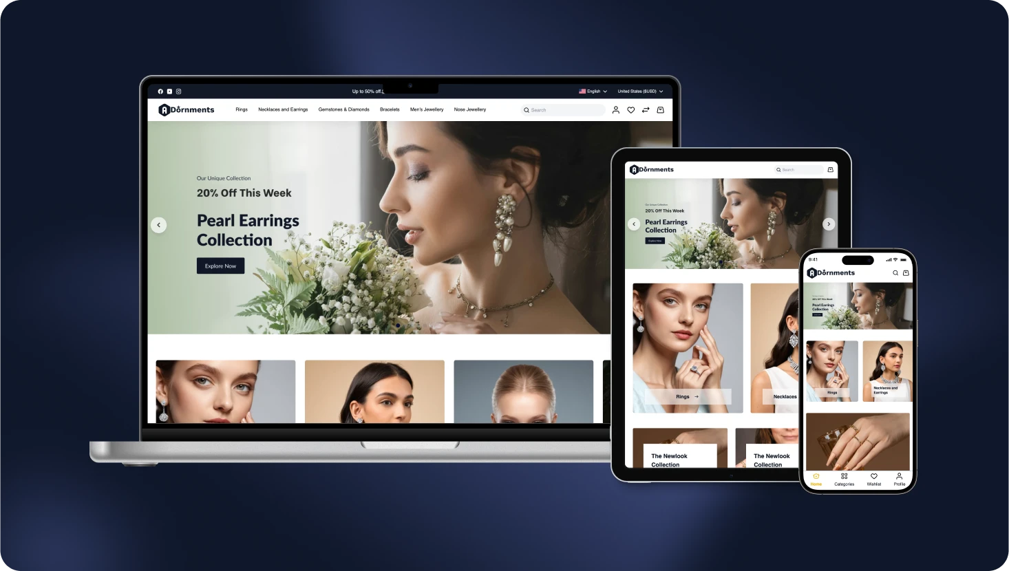 Jewellery commerce responsive