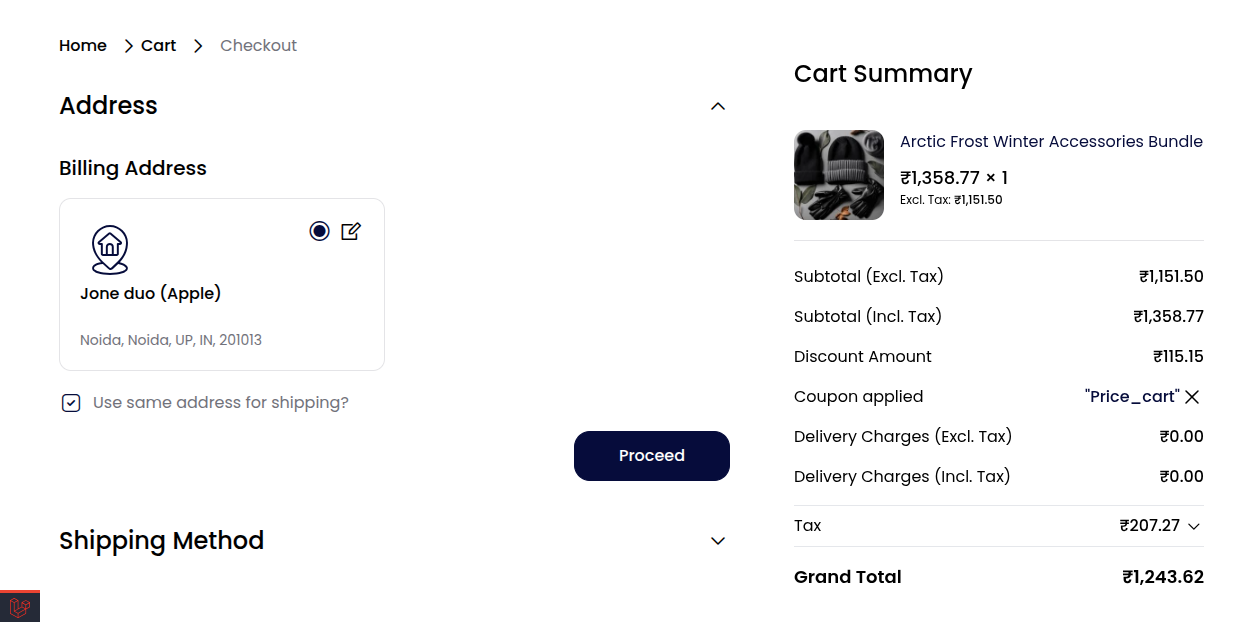 Price in Cart