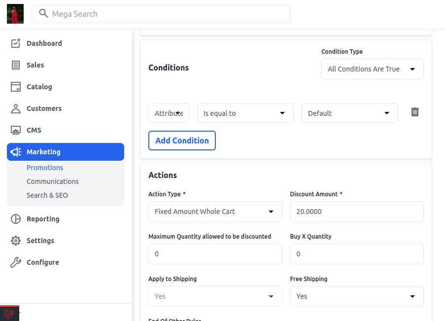 How to create promotions in Bagisto using cart rules