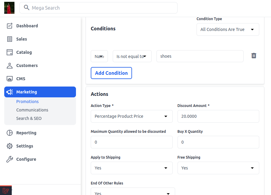 How to create promotions in Bagisto using cart rules