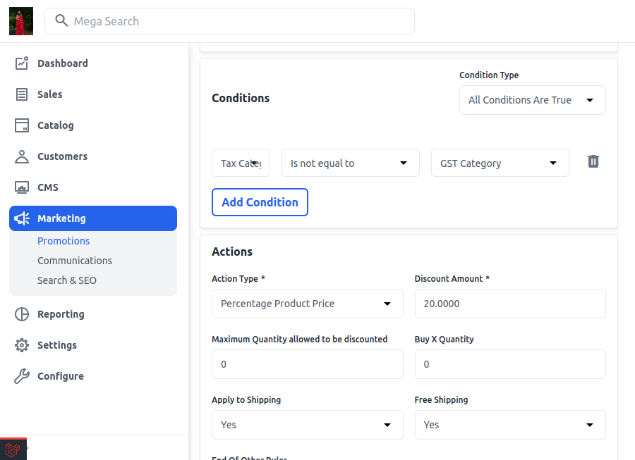 How to create promotions in Bagisto using cart rules