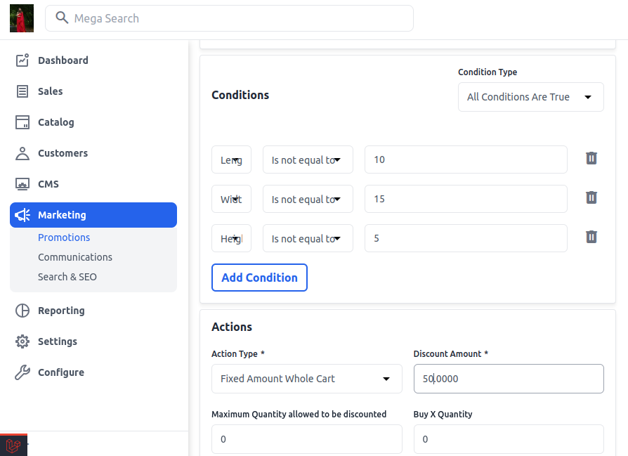 How to create promotions in Bagisto using cart rules