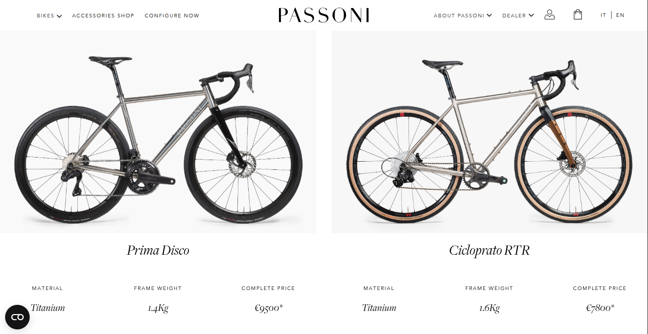 Luxury handcrafted bicycle frame from Passoni