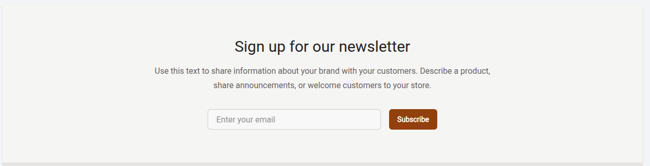 Newsletter signup block built with Bagisto Visual Theme Editor