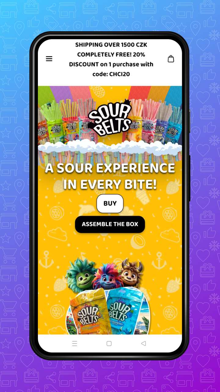 SourBelts online candy store on mobile
