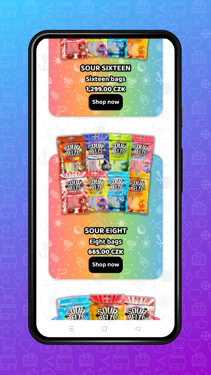 SourBelts online candy store on mobile