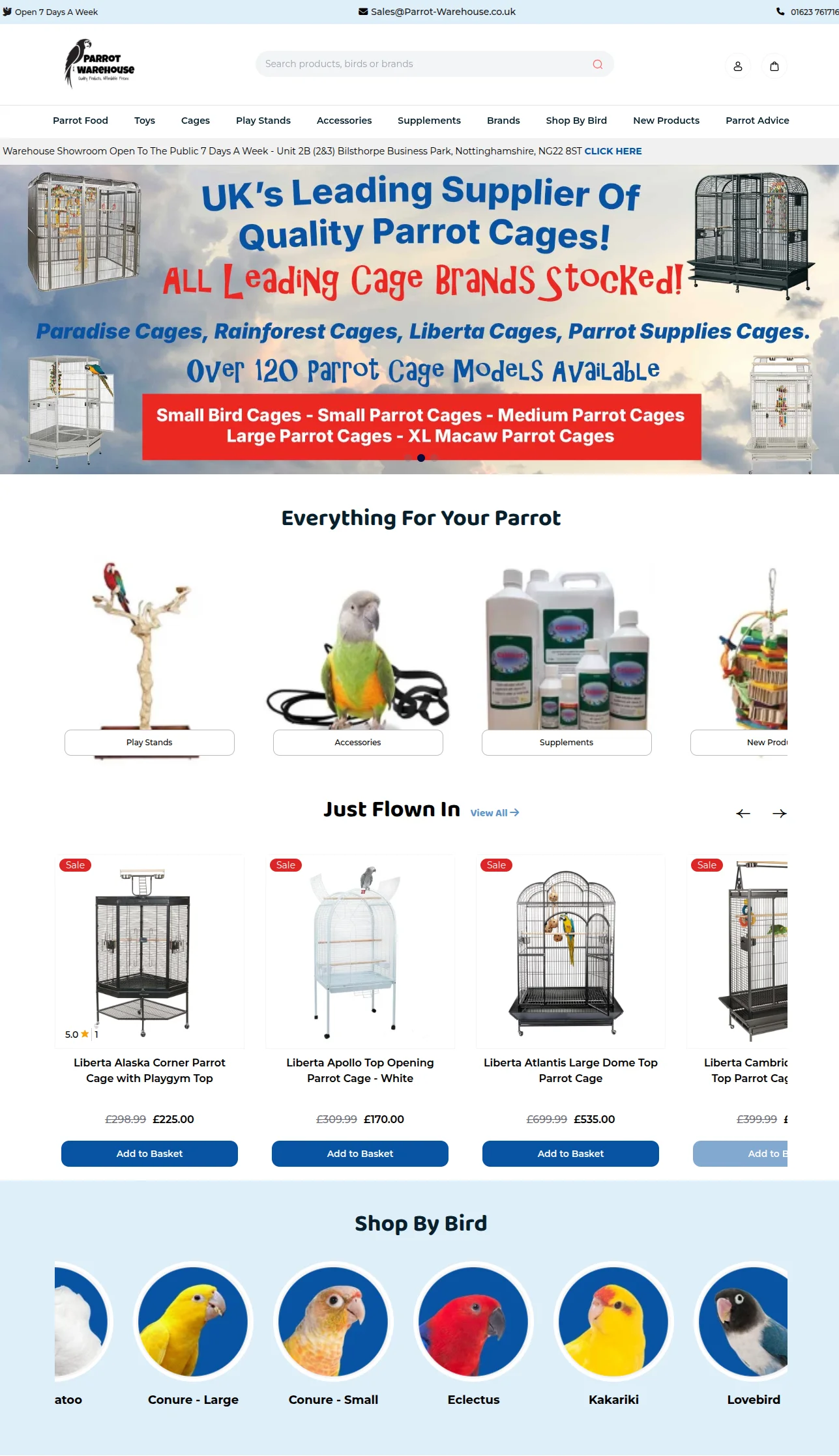 parrot warehose home page